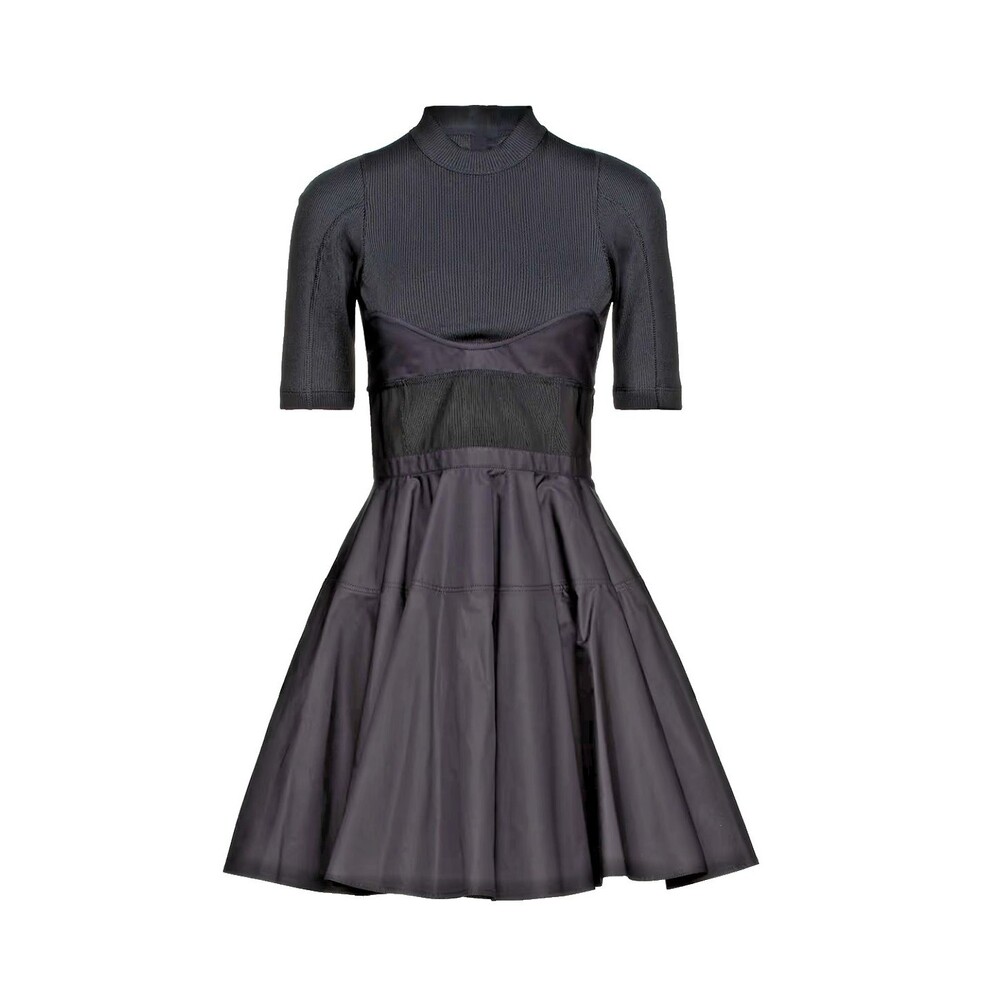Alexander Wang Ribbed Corset Fit Flare Dress Black Size 14 $895